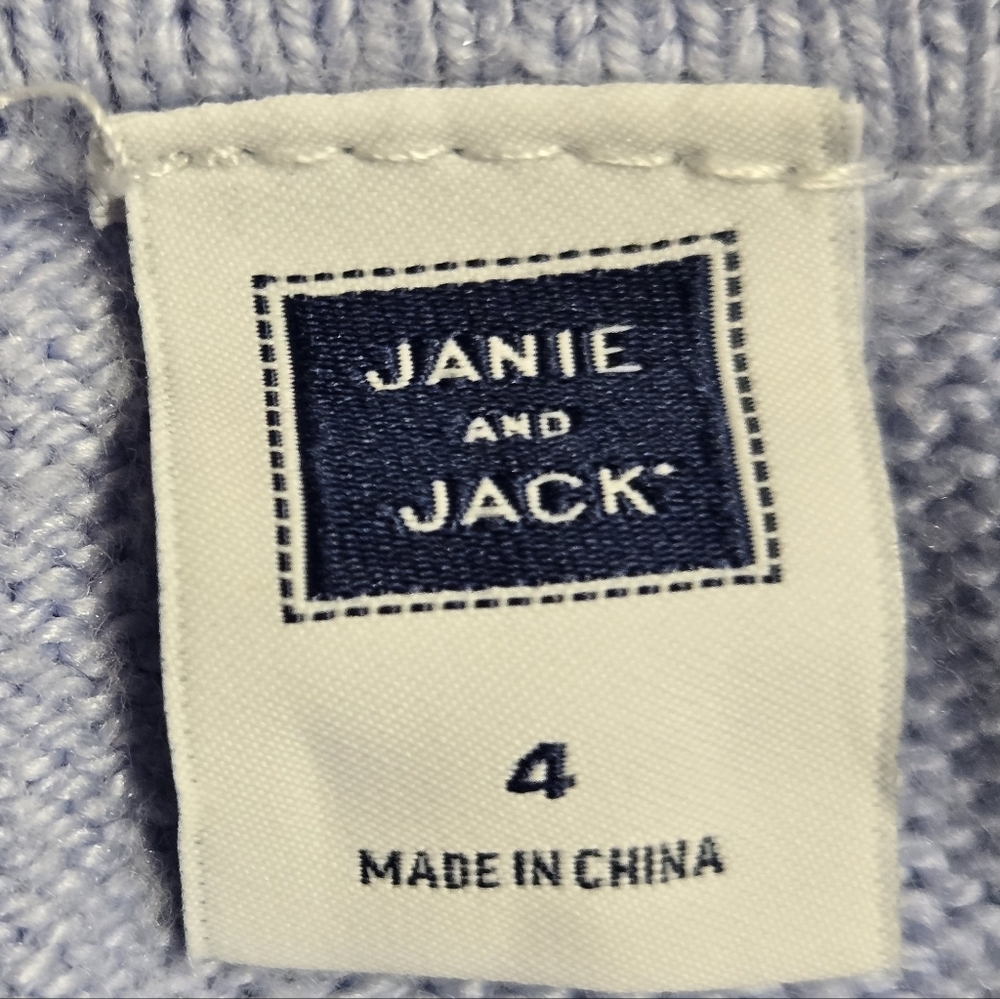 Janie and Jack Light Blue Ruffle Sleeve Sweater Size 4 - Picture 8 of 10